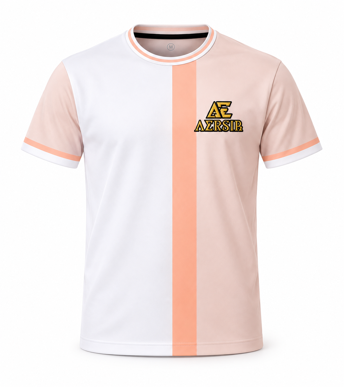 Camiseta de promoción AERSIB blanca, rosada y melocotón