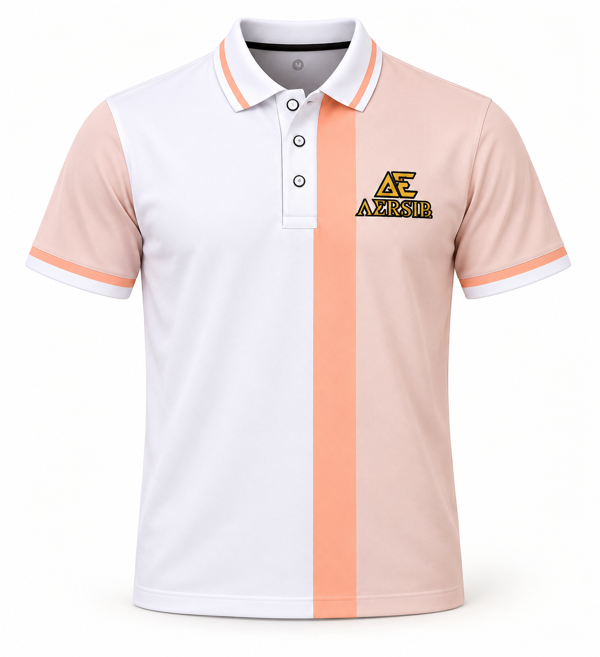 Polo de promoción AERSIB blanco, rosado y melocotón