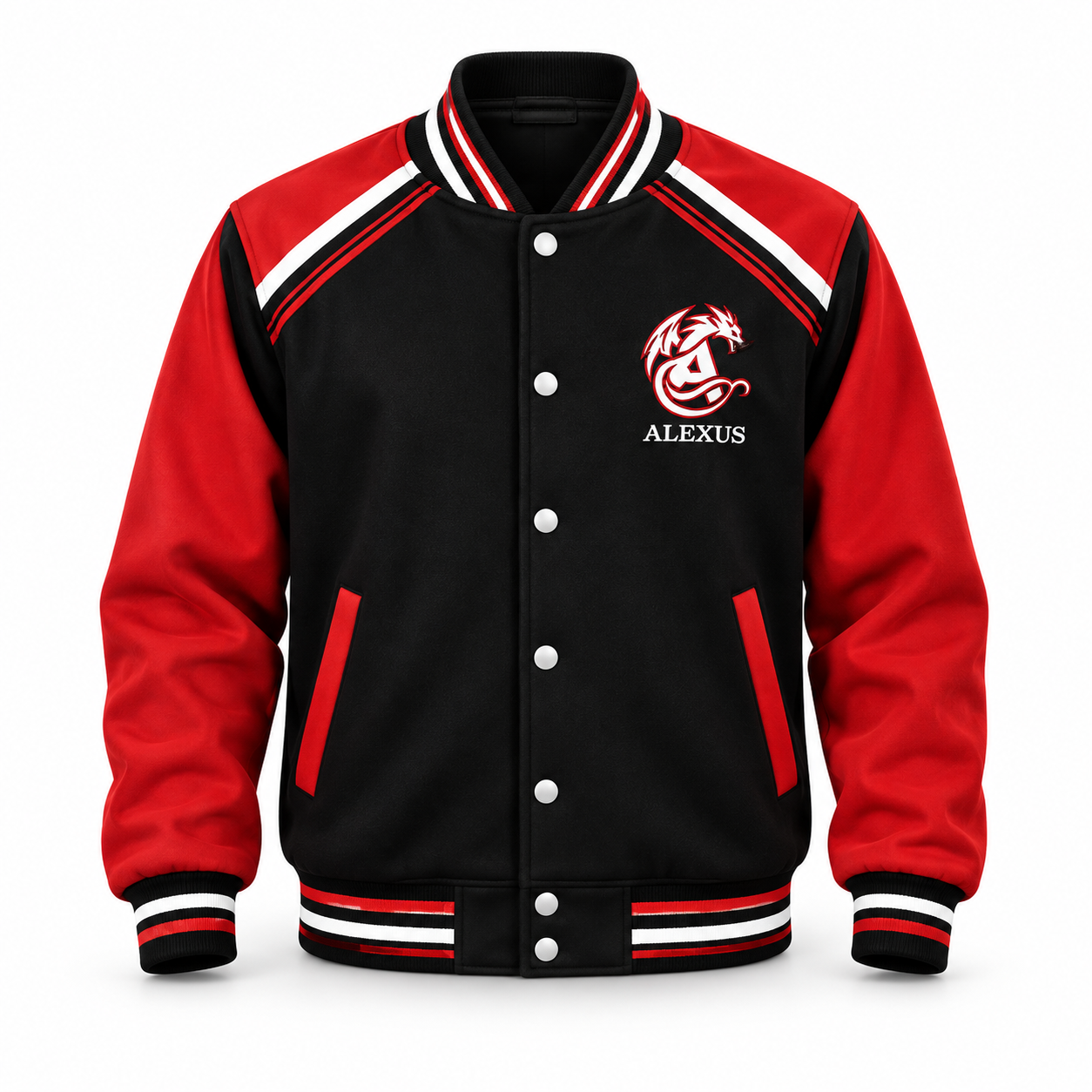 Chaqueta de promoción Alexus negra y roja