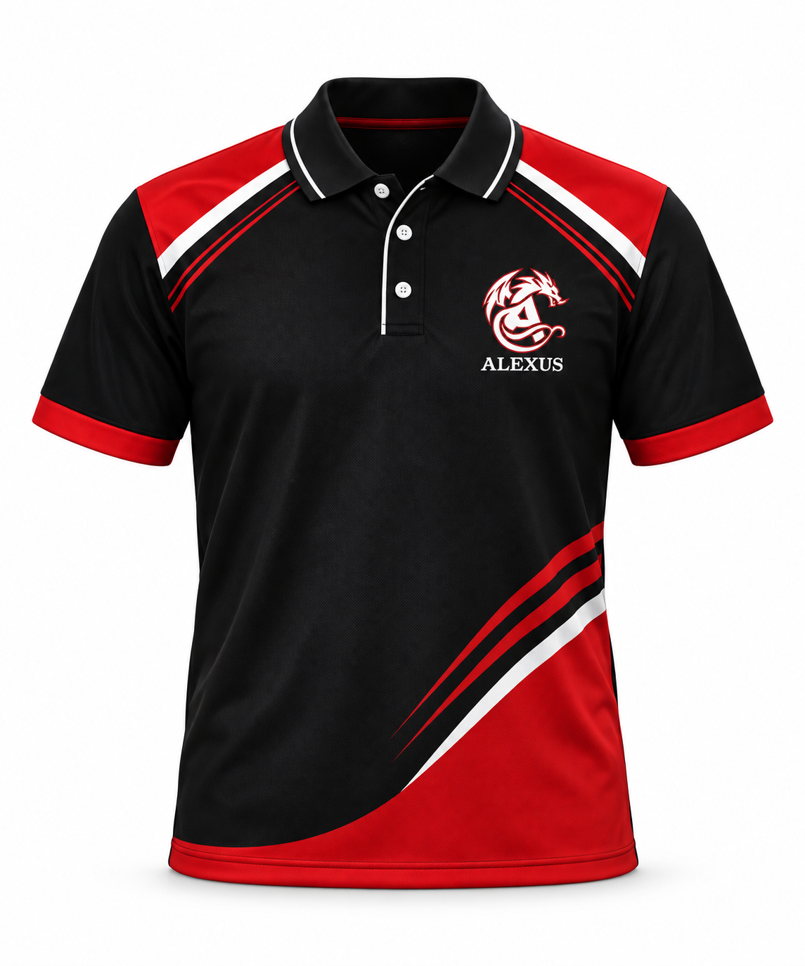 Polo de promoción Alexus negro y rojo