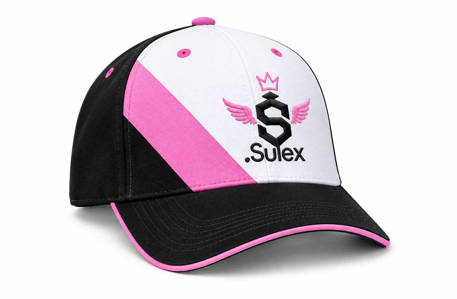 Gorra Sulex negra, blanca y rosada