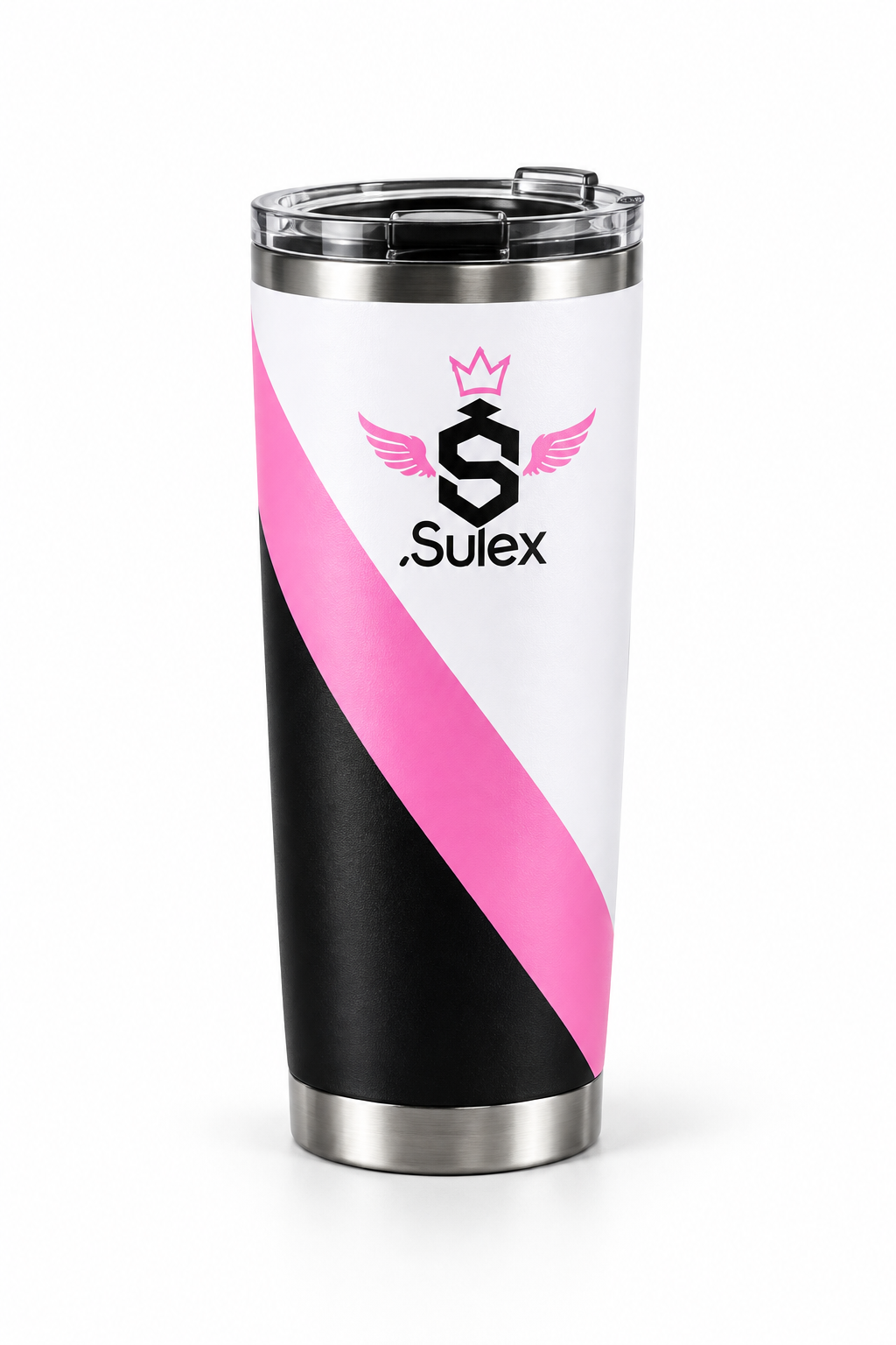 Termo Sulex negro, blanco y rosado