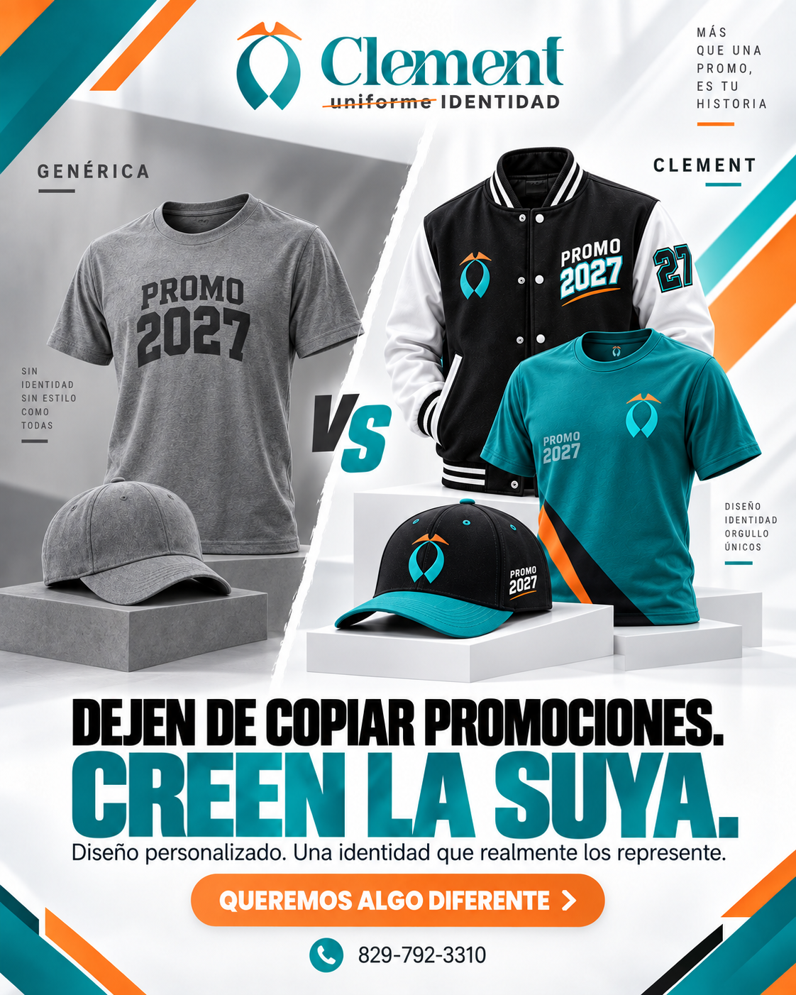 Comparación entre una promoción escolar genérica y una colección Clement coordinada
